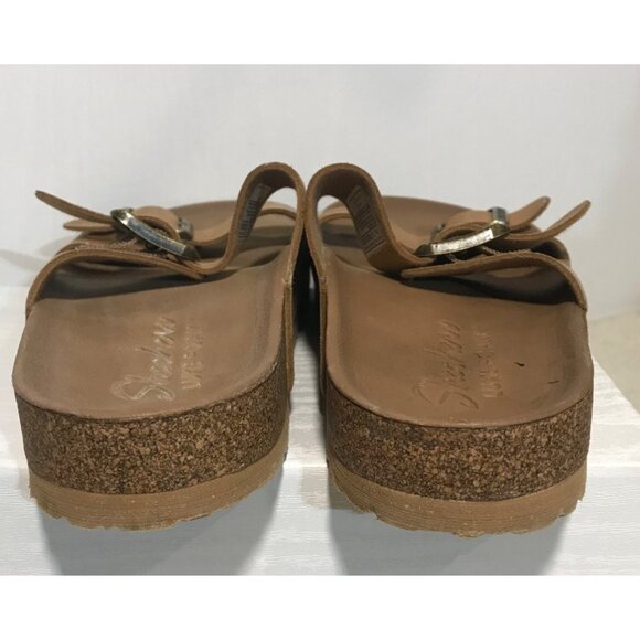 Skechers Sandals Luxe Foam Women Size 6 Tan Double Strap Slide Adjustable Buckle - Picture 8 of 12